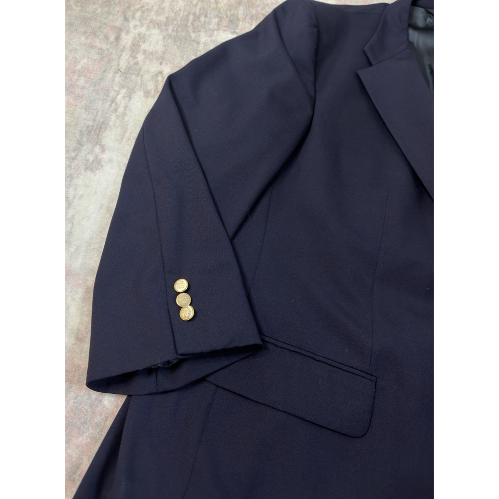 VTG 90s Burberry Jacket Men 50R Blue Wool Blazer Tuxedo Business USA Gold Button - Picture 6 of 13